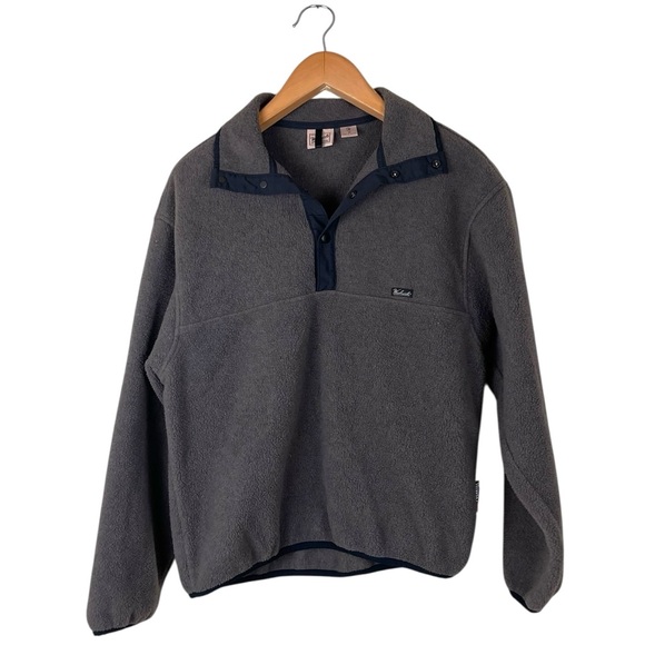 Vintage Woolrich Medium Polartec Fleece Pullover 1/4 Snap Jacket Brownish Grey - Picture 1 of 6